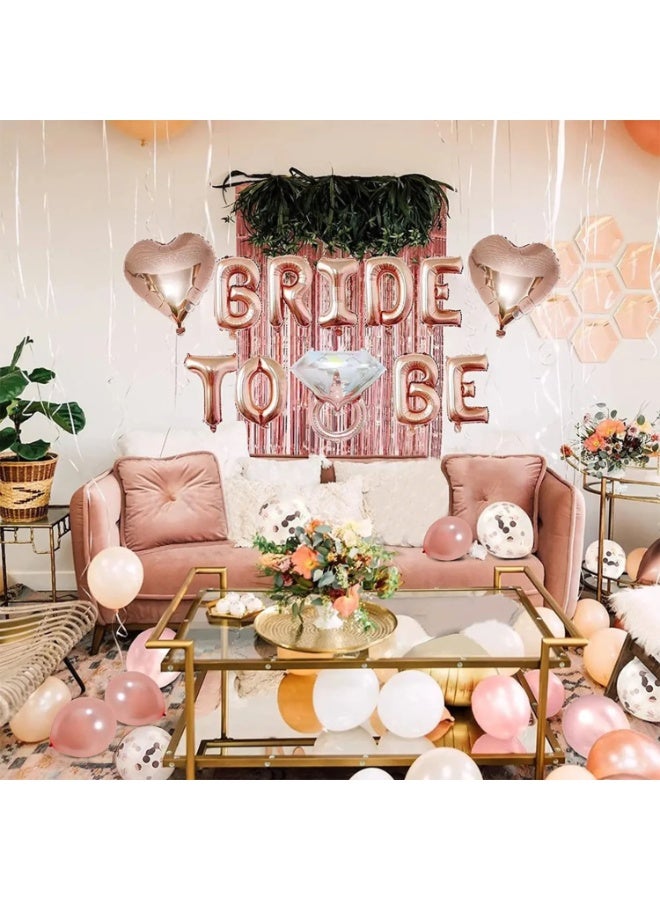 LYNLYN Rose Gold Bride to Be Balloon Decoration Kit, Bachelorette Party and Bridal Shower Balloon Set with Ring and Heart Foil Balloons, Wedding Celebration Decor - Image 2